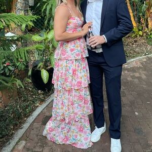 Sheryl Formal Floral Chiffon Ruffle Dress